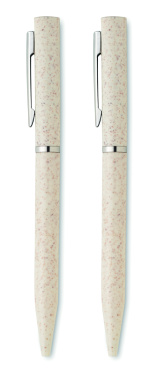 Logotrade business gift image of: Wheat straw/ABS twist pen set