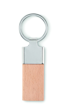 Logo trade promotional items image of: Key ring with rubber wood