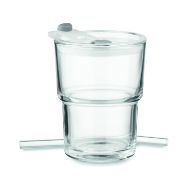 Logo trade promotional items picture of: Glass tumbler with straw 400ml