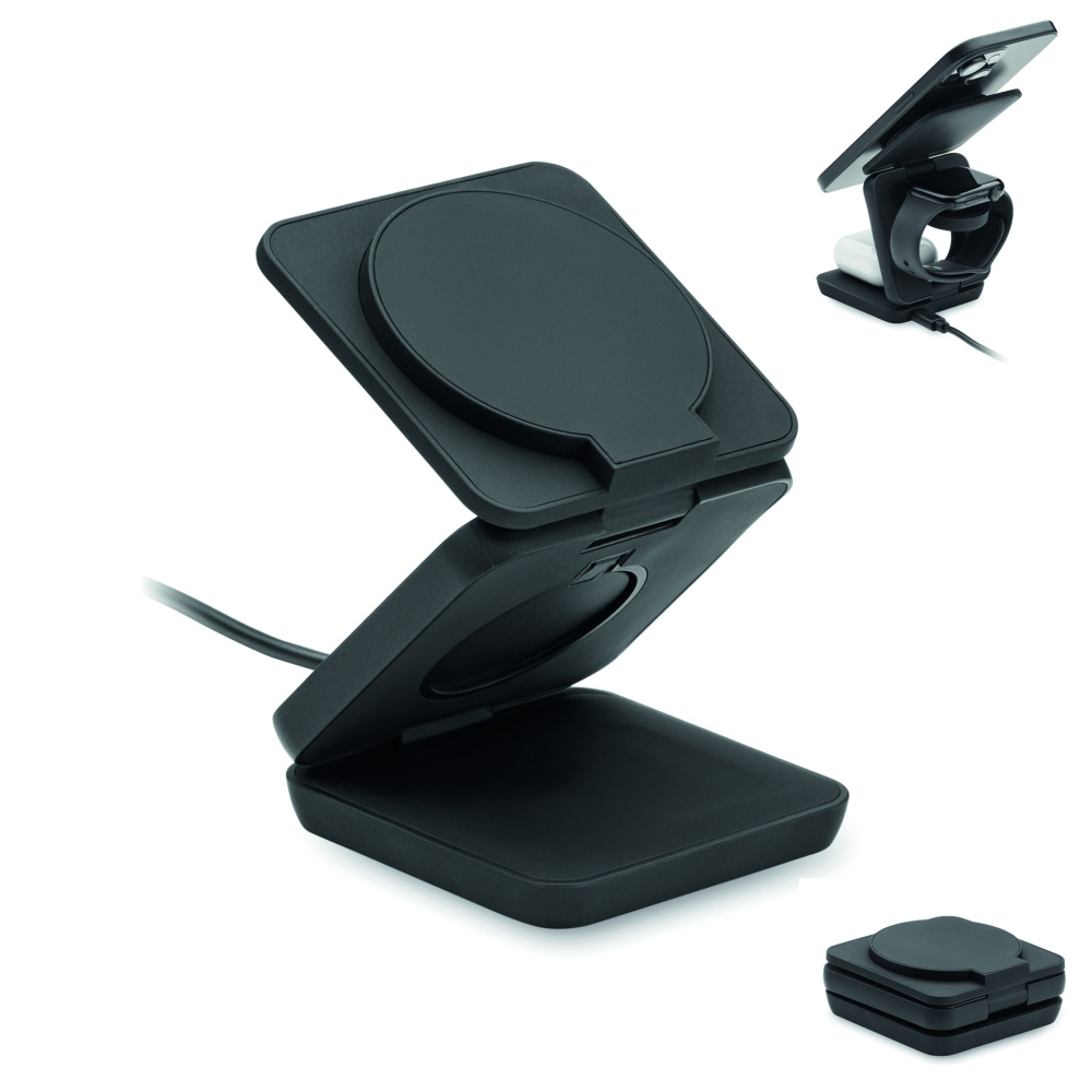 Logo trade promotional merchandise image of: 3in1 foldable charging station