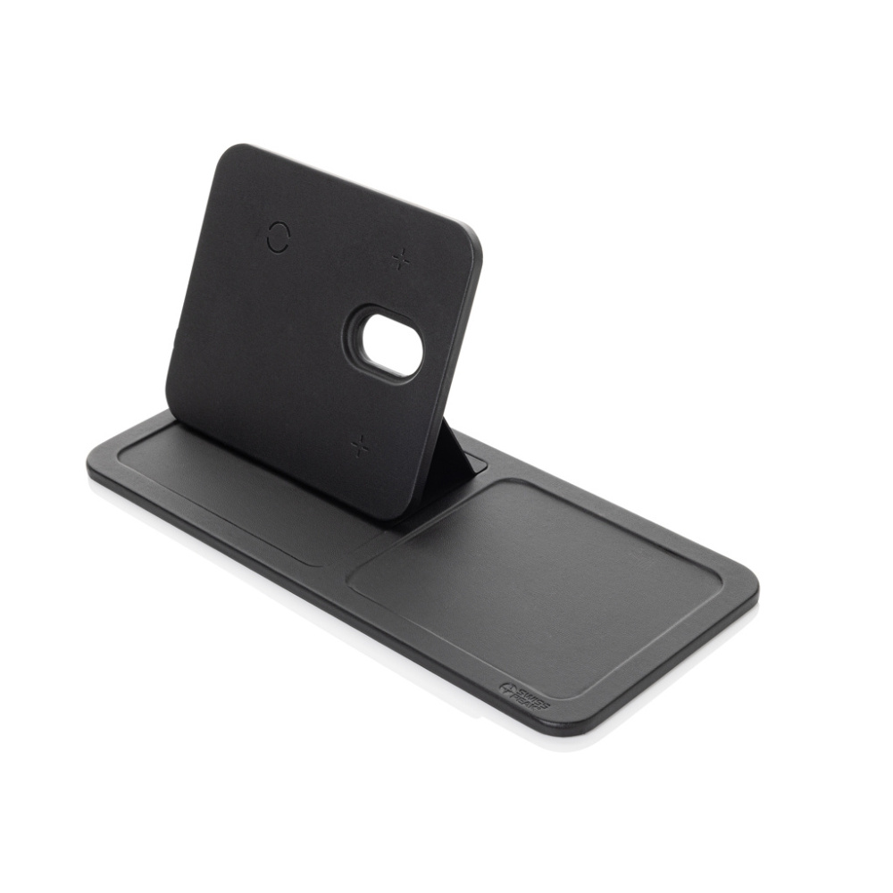Logo trade advertising products image of: Swiss Peak 3 in 1 RCS recycled PU wireless charger desk tray