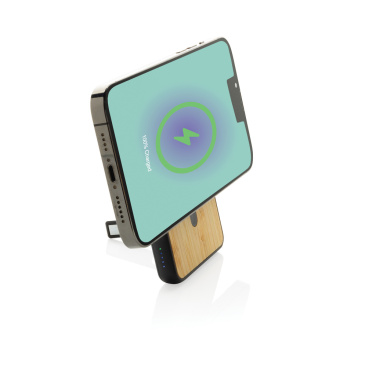 Logo trade corporate gifts image of: Zen RCS rplastic 5000 mah 5W magnetic bamboo powerbank