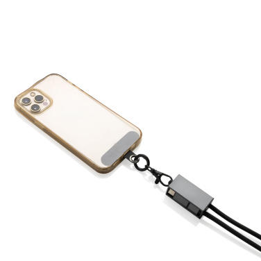 Logo trade promotional products image of: Terra RCS recycled PET phone cord with dual charge cable