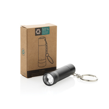 Logo trade corporate gifts image of: Flash RCS recycled aluminium keychain torch