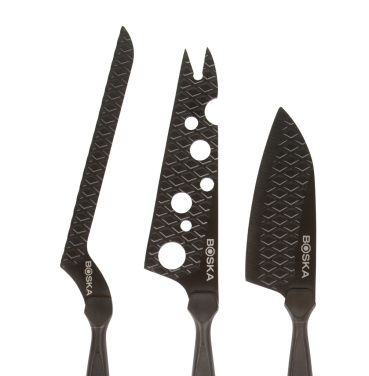 Logo trade promotional items image of: BOSKA Cheese Knife Set Monaco+ Black