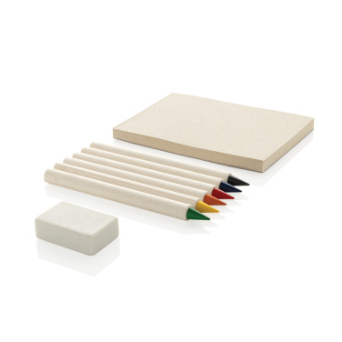 Logo trade promotional product photo of: Micki GRS infinity 6pc coloring pencil set with notepad