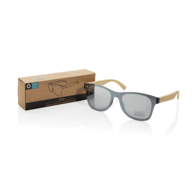 Logo trade promotional merchandise image of: Prism RCS recycled plastic sunglasses with bamboo frame