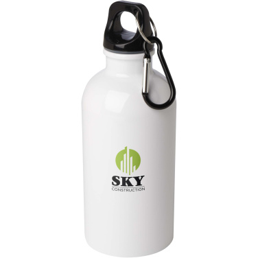 Logo trade promotional products image of: Oregon 400 ml RCS certified single wall stainless steel water bottle with carabiner