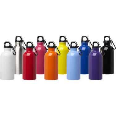 Logo trade business gifts image of: Oregon 400 ml RCS certified single wall stainless steel water bottle with carabiner