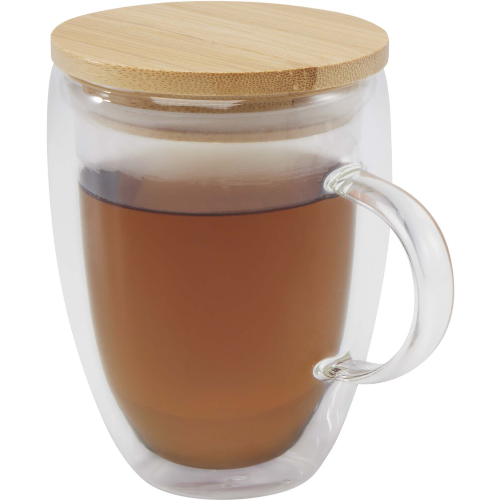 Logo trade advertising products image of: Leona 350 ml glass cup with bamboo lid