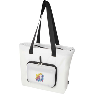 Logo trade business gifts image of: EcoFold RPET foldable tote bag 16L