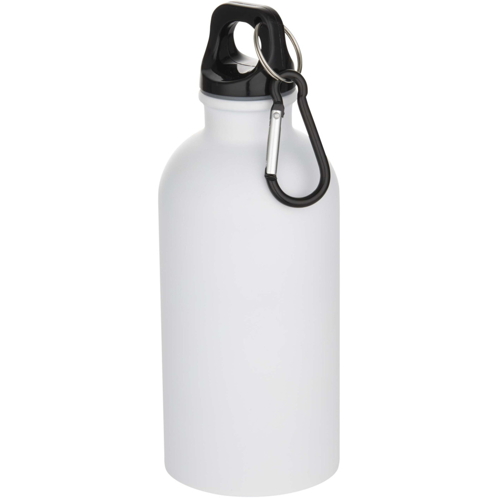 Logotrade advertising product picture of: Oregon 400 ml matte RCS recycled single wall stainless steel water bottle with carabiner