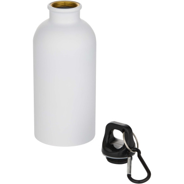 Logo trade promotional merchandise picture of: Oregon 400 ml matte RCS recycled single wall stainless steel water bottle with carabiner