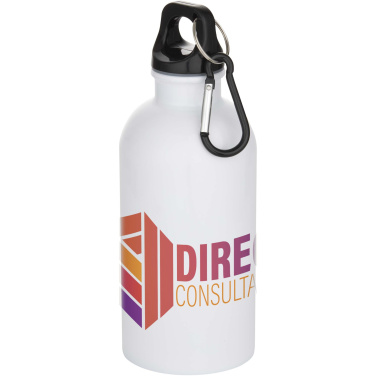 Logo trade corporate gifts image of: Oregon 400 ml sublimation RCS recycled single wall stainless steel water bottle with carabiner