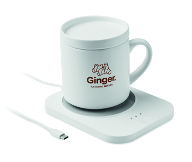 Logo trade business gift photo of: Wireless charger mug warmer set