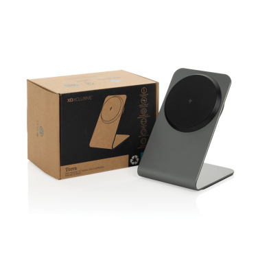Logo trade promotional merchandise image of: Terra aluminium 15W magnetic wireless charging phone stand