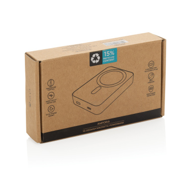 Logo trade promotional gifts picture of: Amporia RCS recycled plastic 10.000mAh magnetic powerbank