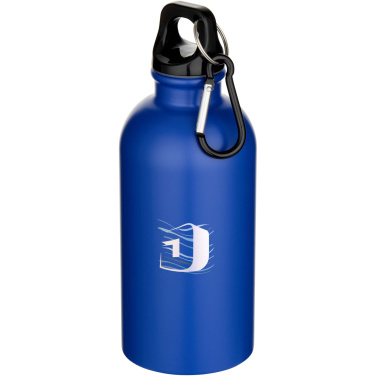 Logo trade corporate gifts image of: Oregon 400 ml matte RCS recycled single wall stainless steel water bottle with carabiner