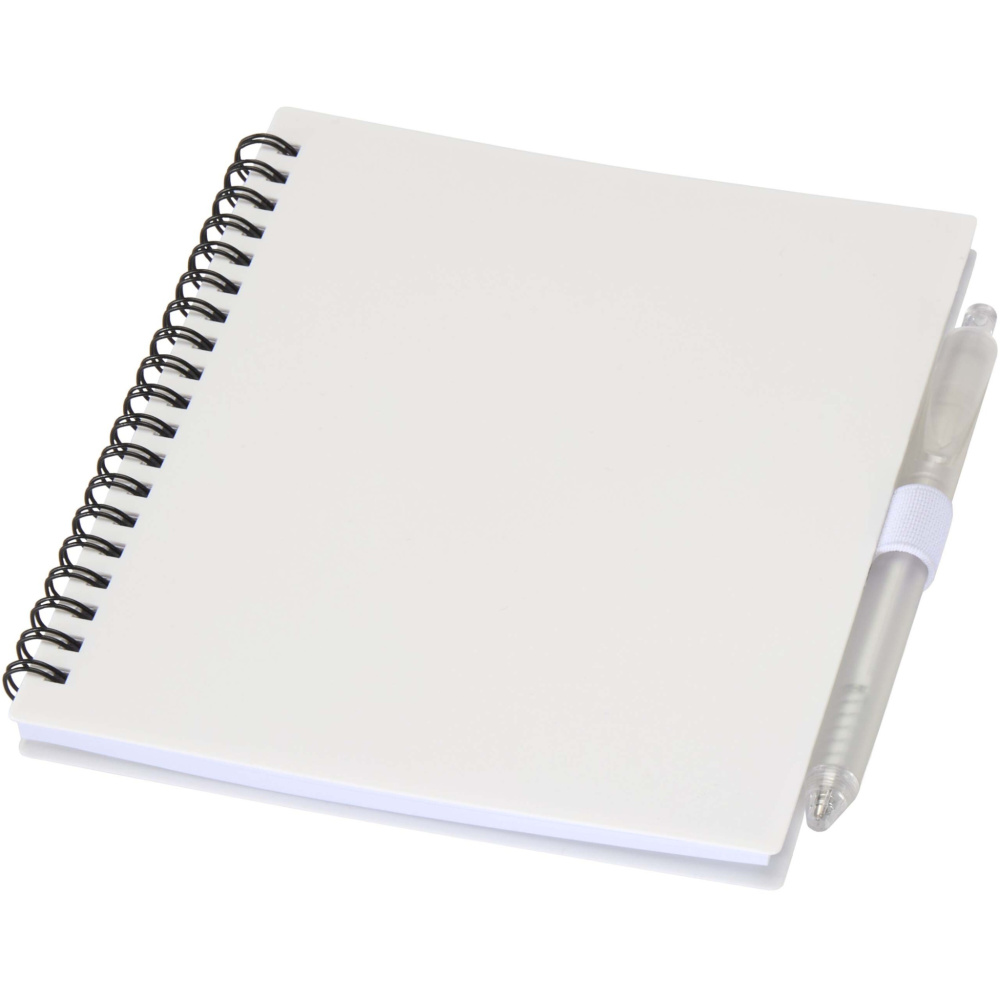 Logo trade advertising products picture of: Niove recycled plastic soft cover notebook and ballpoint pen set (blue ink)