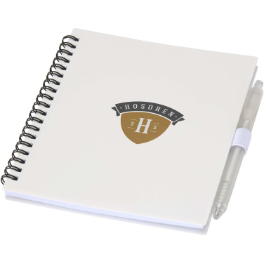 Logo trade advertising products image of: Niove recycled plastic soft cover notebook and ballpoint pen set (blue ink)