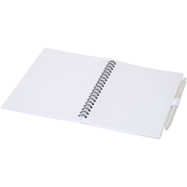 Logo trade advertising products image of: Niove recycled plastic soft cover notebook and ballpoint pen set (blue ink)