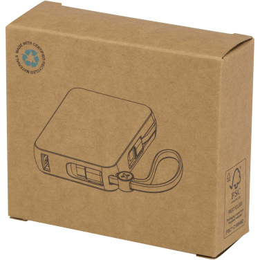 Logo trade promotional merchandise picture of: Acrux 10.000 mAh 35W tablet power bank with built in Type-C cable - made from recycled plastic