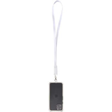 Logo trade promotional merchandise photo of: Franz recycled plastic smartphone lanyard with built-in data sync and 65W fast charge 5-in-1 cable