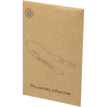 Logo trade promotional giveaways image of: Alkaid 4-port recycled aluminium USB-A and Type-C hub with dual input