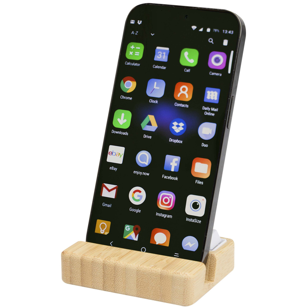 Logo trade promotional gift photo of: Algol recycled plastic phone stand and fidget toy with bamboo details