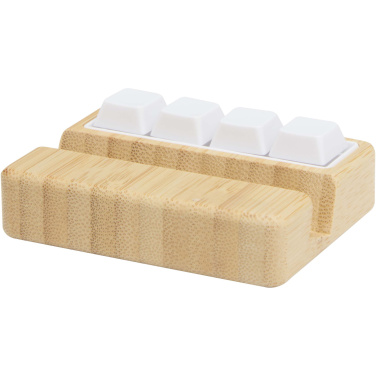 Logo trade promotional products image of: Algol recycled plastic phone stand and fidget toy with bamboo details