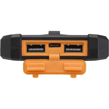 Logo trade advertising product photo of: Altair 5000 mAh 10W recycled plastic rugged solar power bank with built-in torch