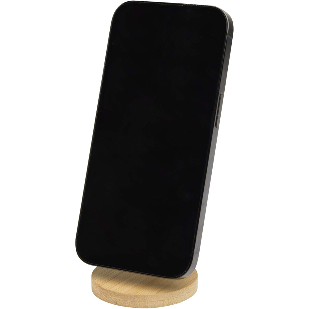 Logotrade promotional gift picture of: Alcor recycled plastic foldeable magnetic phone stand with bamboo details