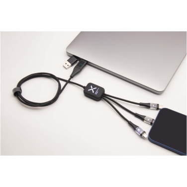 Logo trade promotional giveaways image of: SCX.design C51 60W 5-in-1 rPET fast charging cable with display