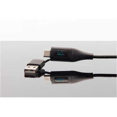 Logo trade corporate gifts image of: SCX.design C51 60W 5-in-1 rPET fast charging cable with display