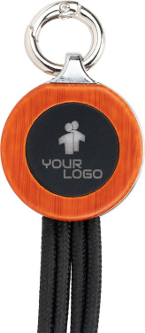 Logo trade promotional merchandise photo of: 4-in-1 cable with elighted logo in a wooden casing