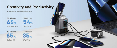 Logotrade promotional item image of: Urban Vitamin Sacramento 105W GAN charger+retractable cables