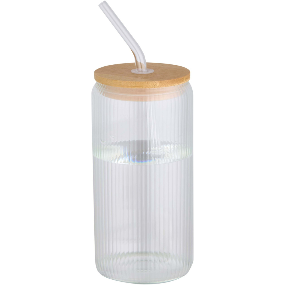 Logotrade advertising products photo of: Mirage 500 ml single-walled borosilicate glass jar with bamboo lid