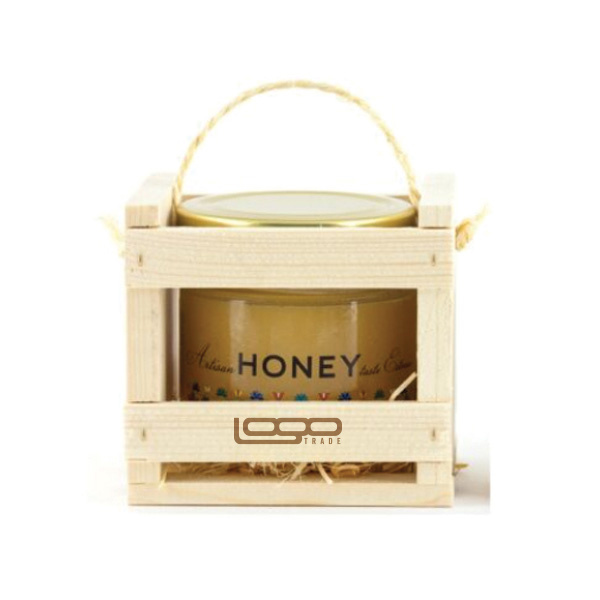 Logotrade business gift image of: ##Flower honey in a wooden box, 300 ml with custom design