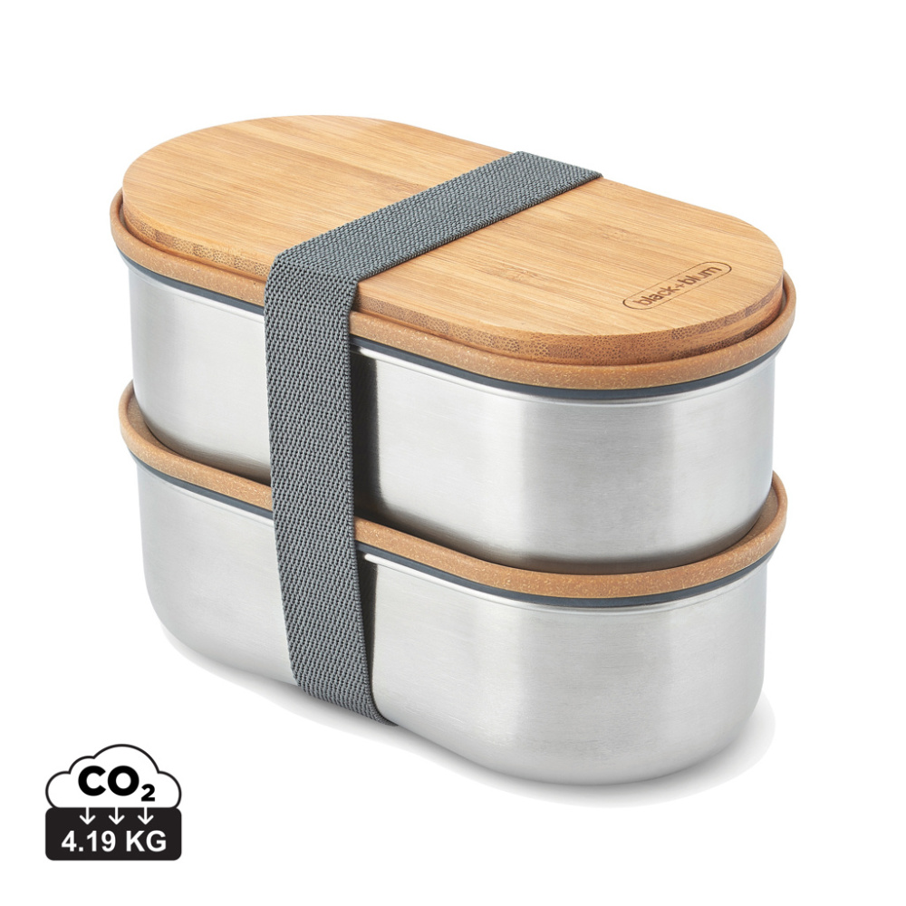 Logotrade promotional product image of: Black+Blum Stainless Steel Double Bento Box