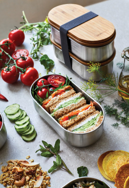 Logo trade promotional merchandise picture of: Black+Blum Stainless Steel Double Bento Box