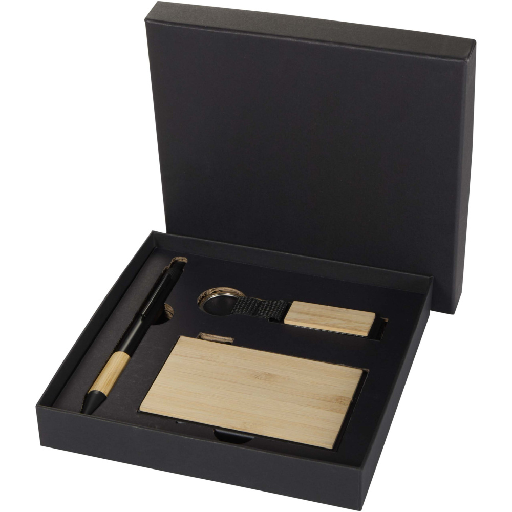 Logotrade promotional giveaway picture of: Minka RCS recycled aluminium ballpoint pen, keychain and RFID card holder gift set