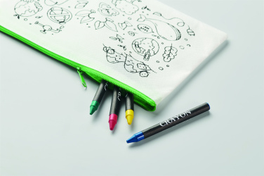 Logo trade promotional giveaways image of: Pencil case with 4 crayons