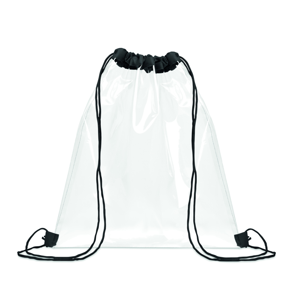 Logo trade promotional products image of: Transparent drawstring bag