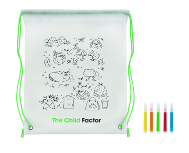 Logo trade promotional giveaways image of: Non woven kids bag with pens