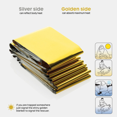 Logo trade promotional items image of: Solra emergency blanket in RCS recycled RPET pouch