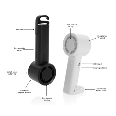 Logotrade promotional giveaway picture of: Twist RCS recycled plastic re-chargeable portable fan