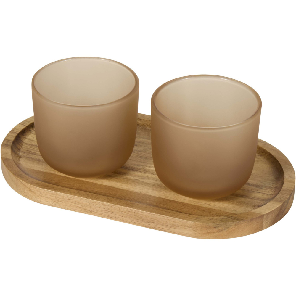 Logo trade corporate gift photo of: Male wooden serving tray and glass cups set