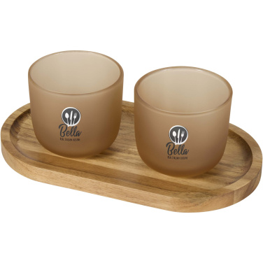 Logo trade promotional giveaway photo of: Male wooden serving tray and glass cups set