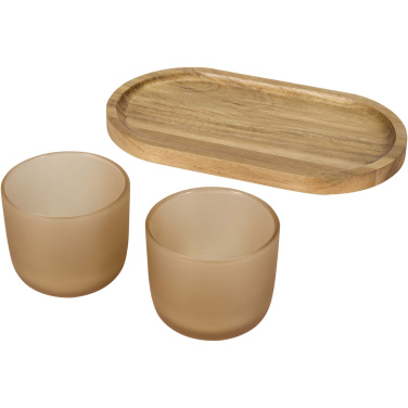 Logotrade promotional item picture of: Male wooden serving tray and glass cups set