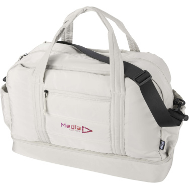 Logo trade promotional products image of: Puffer GRS recycled duffel bag with insulated bottom 30L